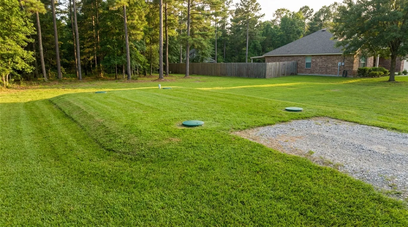 Drain field area at a Conroe property