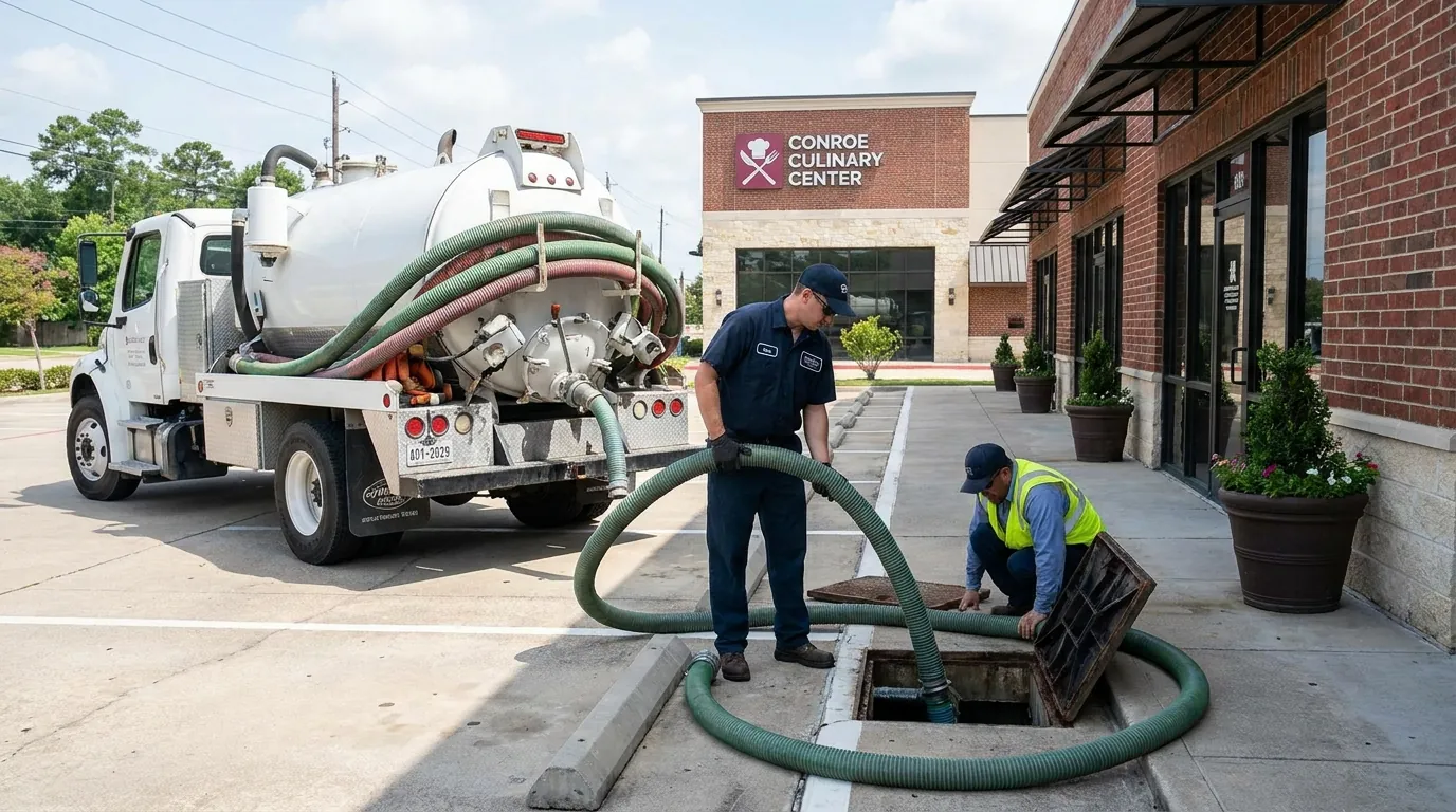Grease trap pumping at a Conroe kitchen
