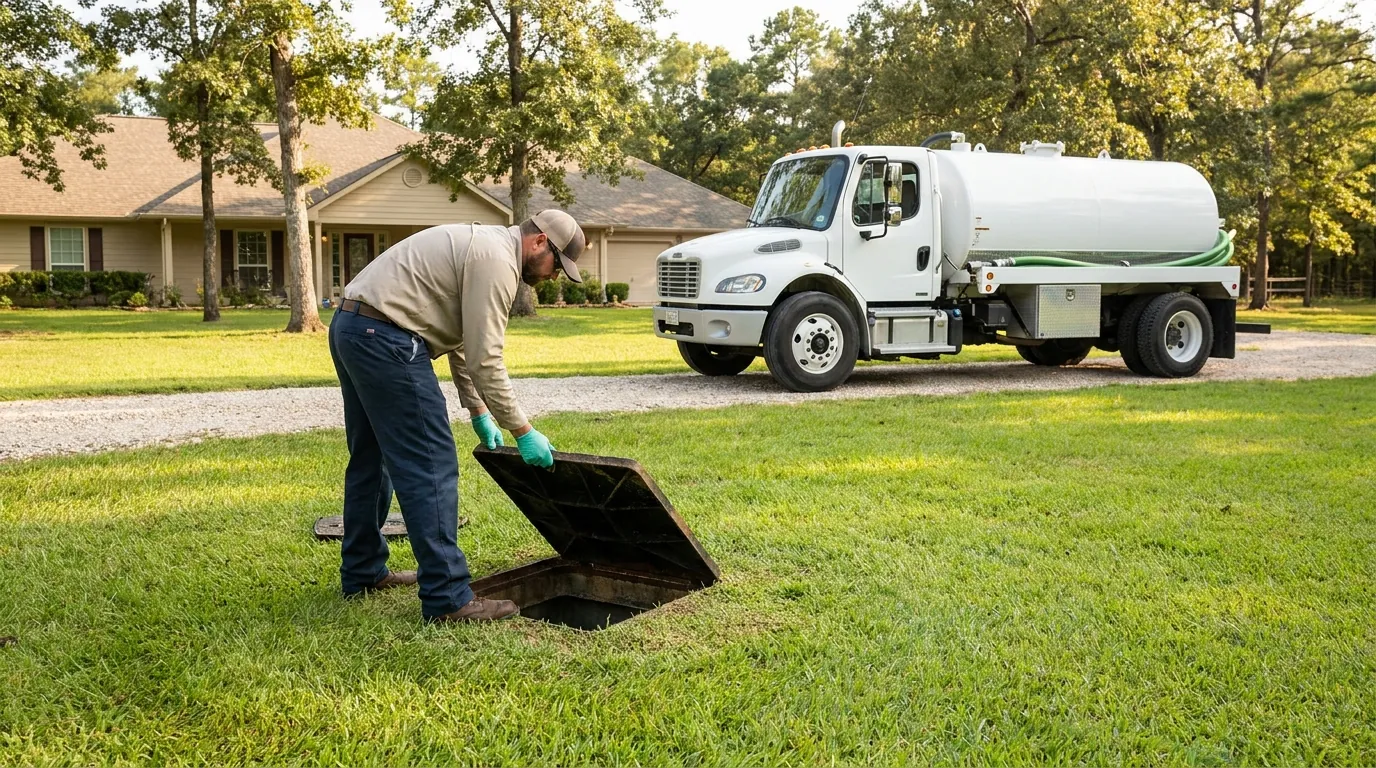 Septic system inspection at a Conroe property